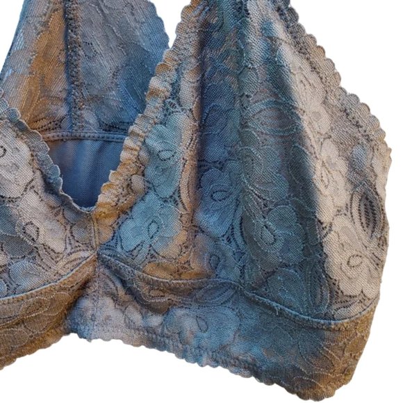 Intimately Free People Galloon Lace Racerback Bralette Floral Wireless V-neck L - Picture 3 of 14